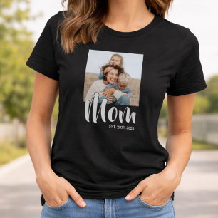 Mom Established Script Photo T-Shirt