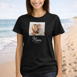 Mom Established Script Photo T-Shirt