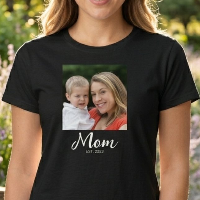 Mom Established Script Photo  T-Shirt (Creator Uploaded)