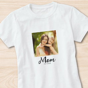 Mom Established Script Photo  T-Shirt