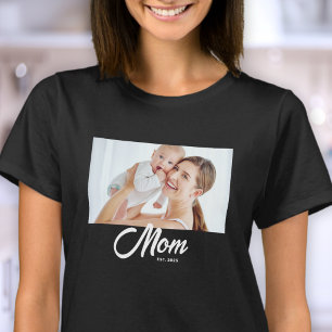 Mom Established Script Photo T-Shirt