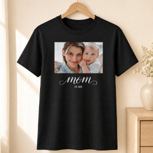 Mom Established Script Photo T-Shirt