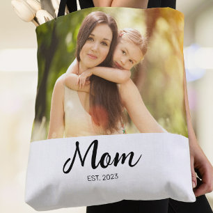 Mom Established Script Photo Tote Bag