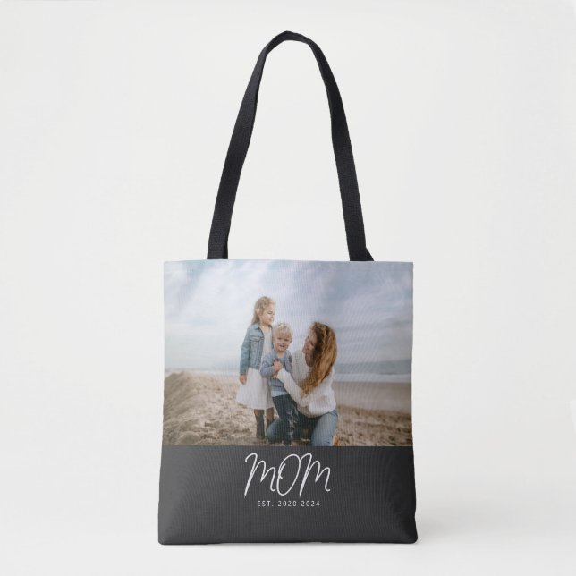 Mom Established Script Photo Tote Bag (Front)