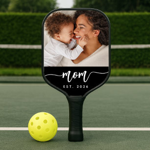 Mom Established Script Typography Photo Pickleball Paddle