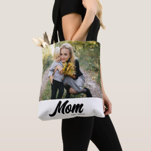 Mom Established Script White Photo Tote Bag