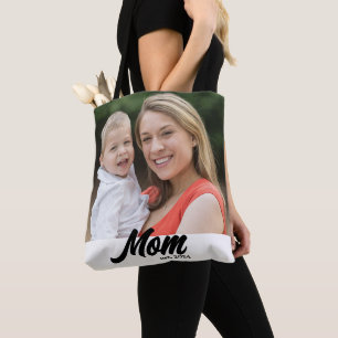 Mom Established Script White Photo Tote Bag