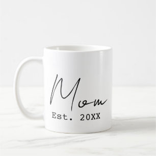 Mom Established Simple Elegant Script New Mom Coffee Mug