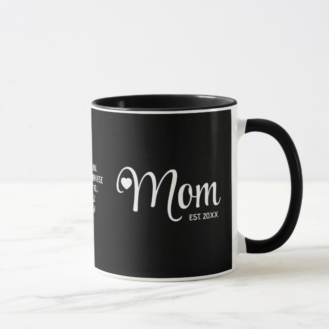 Mom Established Simple Script Mothers Gift Mug (Right)