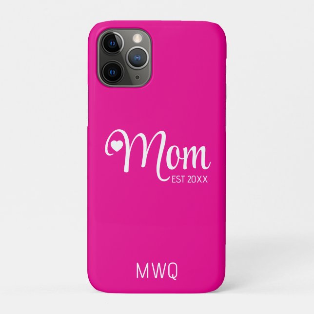 Mom Established Simple Script Mothers Pink Case-Mate iPhone Case (Back)