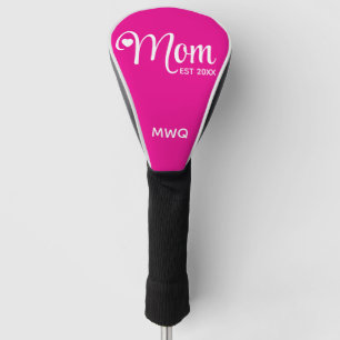 Mom Established Simple Script Mothers Pink Golf Head Cover