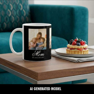 Mom Established Three Photo Cherished Memories Coffee Mug