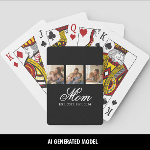 Mom Established Three Photo Family Memories Playing Cards