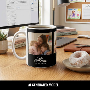 Mom Established Three Photo Motherhood Story Coffee Mug