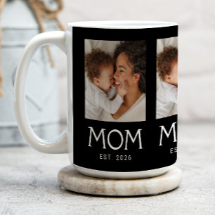 Mom Established Typography Black 3 Photo Coffee Mug