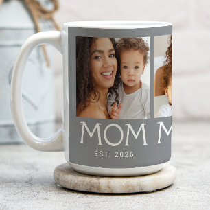 Mom Established Typography Grey 3 Photo Coffee Mug