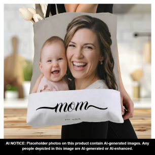 Mom Established White Photo Custom Year Tote Bag