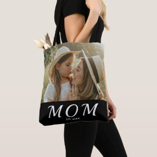 Mom Established White Script Photo Tote Bag
