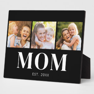 Mom Established Year 3 Photo Modern Minimal Plaque