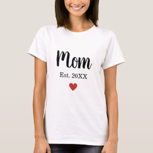 Mom Established Year Little Heart Custom T-Shirt