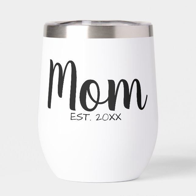 Mom Established Year Modern Script Keepsake (Back)