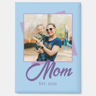 Mom Established Year with Photo Magnet