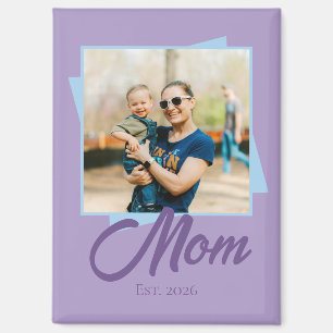 Mom Established Year with Photo Magnet
