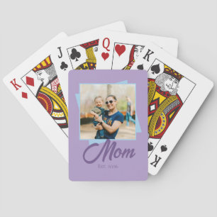 Mom Established Year with Photo Playing Cards