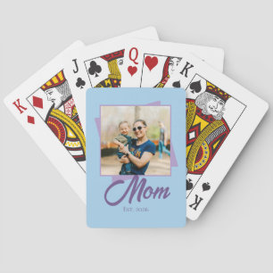 Mom Established Year with Photo Playing Cards