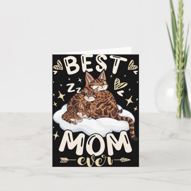 Mom Ever, Bengal Cat 2 Kittens, Mother's Day, Moth Card (Front)