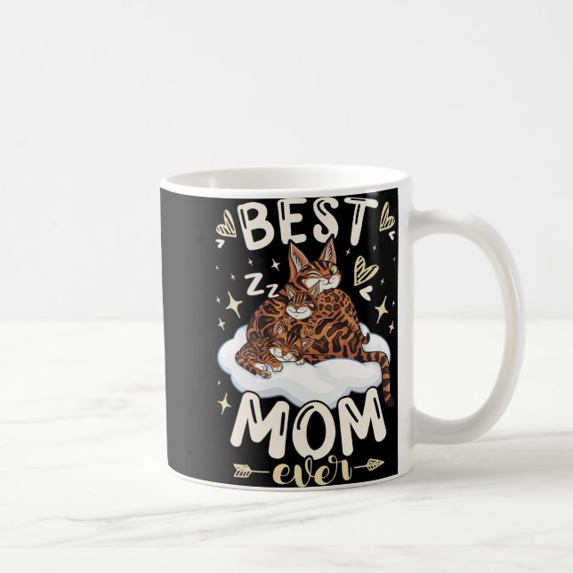 Mom Ever, Bengal Cat 2 Kittens, Mother's Day, Moth Coffee Mug (Right)