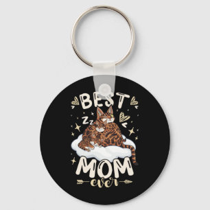 Mom Ever, Bengal Cat 2 Kittens, Mother's Day, Moth Keychain