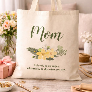 Mom Faith Quote As Lovely as an Angel Tote Bag