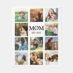 Mom Family Photo Collage Modern Fleece Blanket