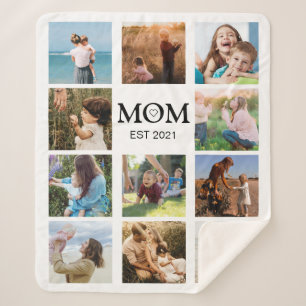 Mom Family Photo Collage Modern Sherpa Blanket