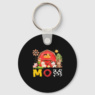 Mom Farm Cow Birthday Boy Matching Family Matching Keychain