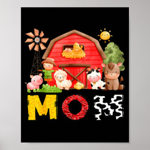 Mom Farm Cow Birthday Boy Matching Family Matching Poster