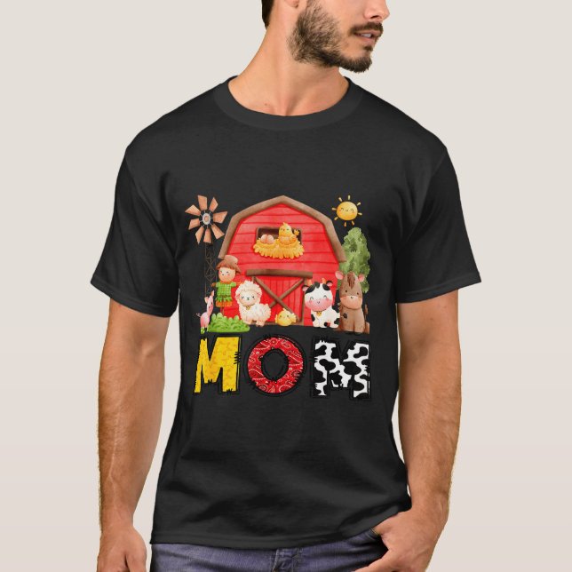 Mom Farm Cow Birthday Boy Matching Family Matching T-Shirt (Front)