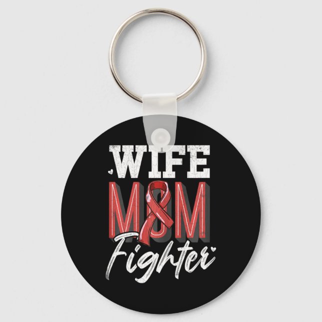 Mom Fighter Brain Aneurysm Awareness Support Graph Keychain (Front)
