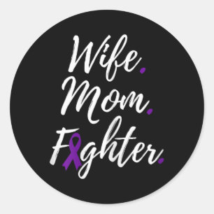 Mom Fighter Fibromyalgia Awareness 1 Classic Round Sticker
