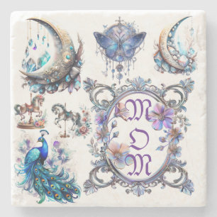 Mom Floral Frame Stone Coaster