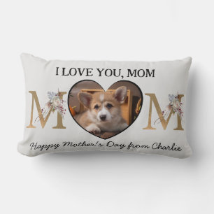 Mom floral heart custom photo from the dog lumbar pillow