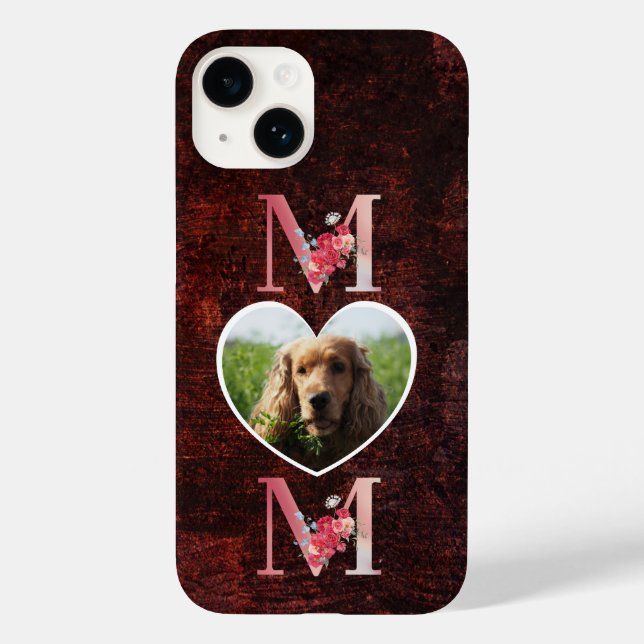 Mom Floral heart photo from the dog red Case-Mate iPhone Case (Back)