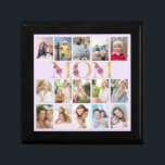 Mom Floral Letters 15 Vertical Photo Collage Lilac Gift Box<br><div class="desc">Gorgeous photo gift for your mom. The design features floral letters for "mom" which is printed in gold and decorated with purple lily flowers. The photo template is set up for you to add 15 of your favourite photos, all of which are displayed in vertical portrait format. This grid style...</div>