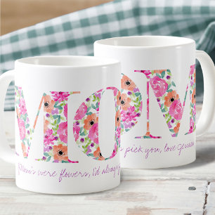 Mom Floral Letters Pattern - If Mom's were Flowers Coffee Mug