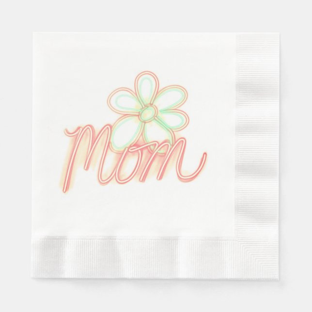Mom Flower Art Paper Napkin (Front)