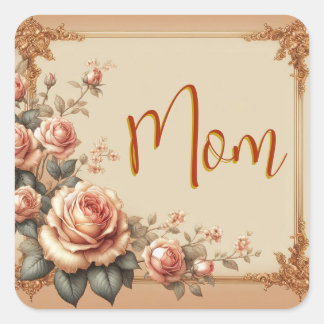 mom flowers square sticker