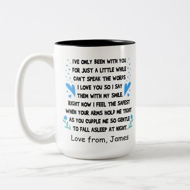 Mom From Baby Personalized Name Two-Tone Coffee Mug (Left)