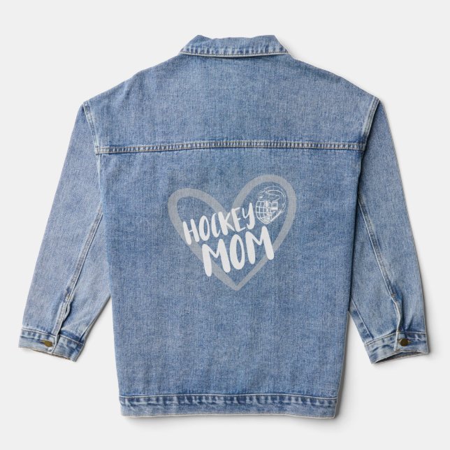 Mom Fun Hockey Player 4   Denim Jacket (Back)