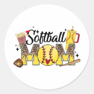 Mom Game Day Vibes Mothers Day Women Softball Mama Classic Round Sticker